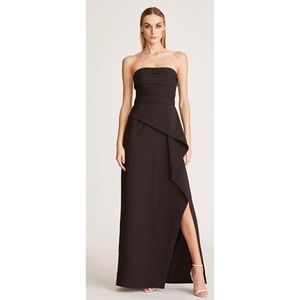 NWOT Halston black strapless gown